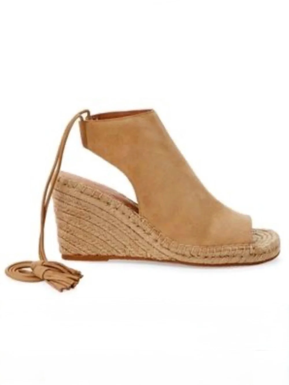 Bettye by Bettye Muller Espadrille Suede Tassel Wedges Tan size 9M with Box